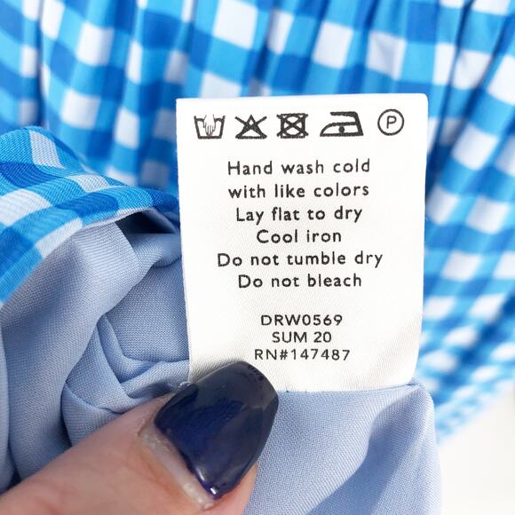 DRAPER JAMES Patio Shirtdress Size 10 Blue White Gingham Flutter Sleeve NWT - Picture 15 of 15